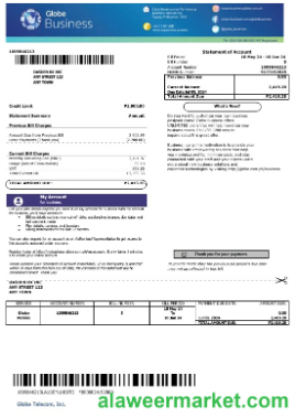 Philippines Globe Business business utility bill template in Word and PDF formats